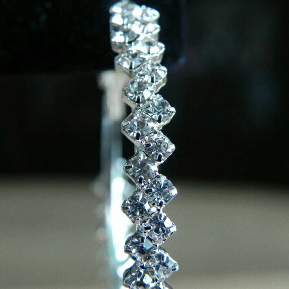 Zig Zag Clear CZ Hoop Earrings - Picture 3 of 4